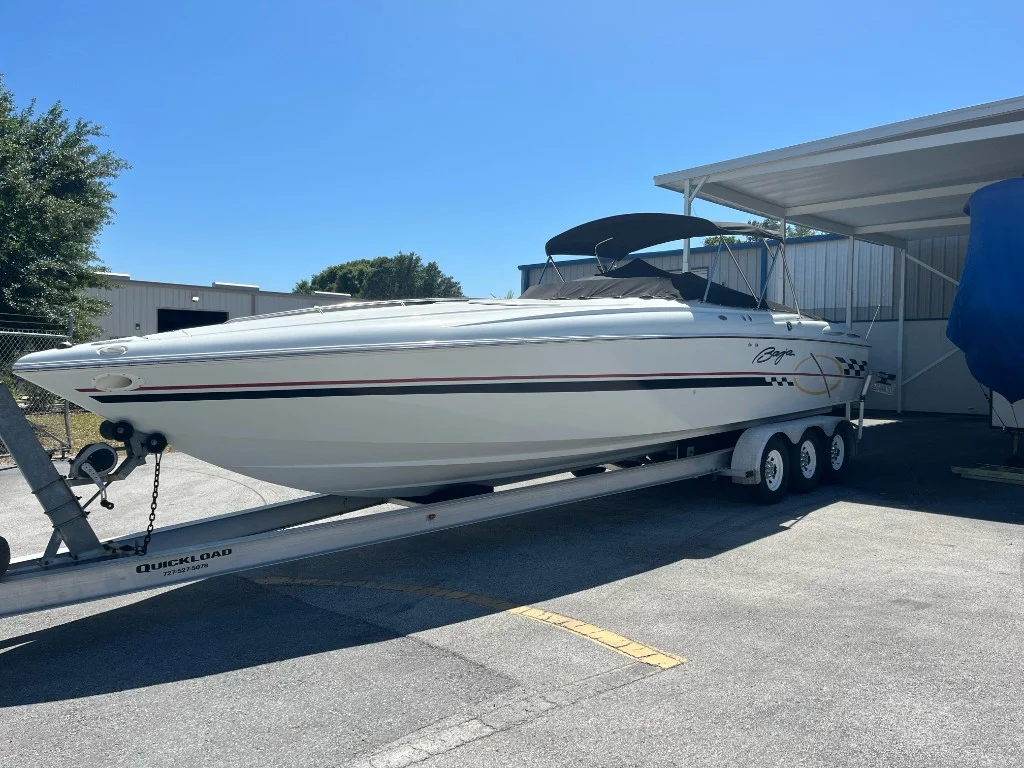 Previously sold performance boat on its trailer